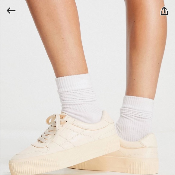 ASOS DESIGN Duet flatform lace up sneakers in beige drench - Picture 2 of 4